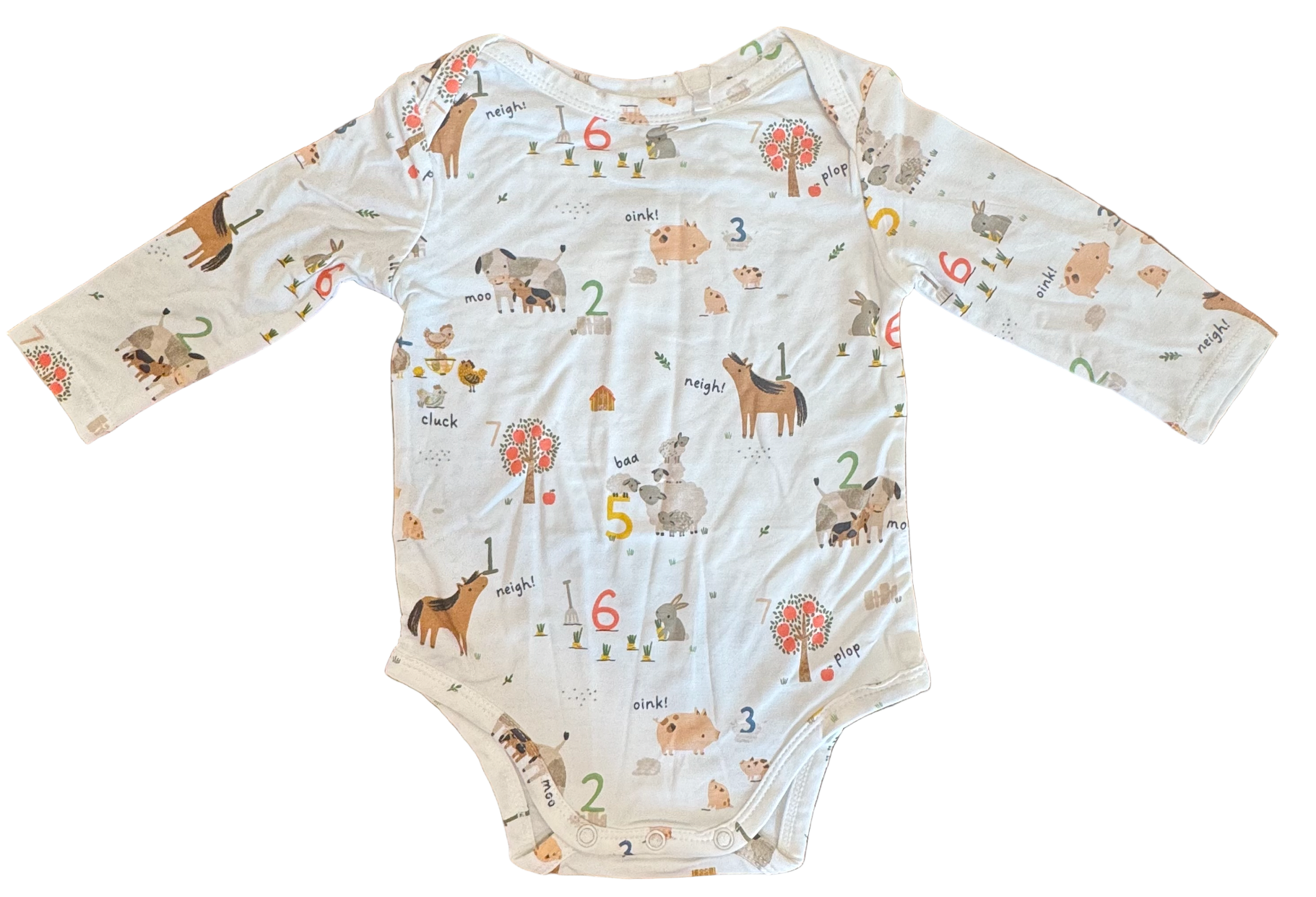 Long Sleeve Bodysuit in Farm Animals