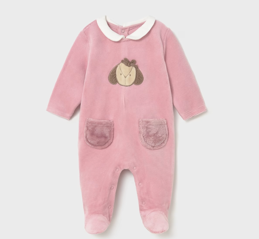 Newborn Velour Footie with Collar