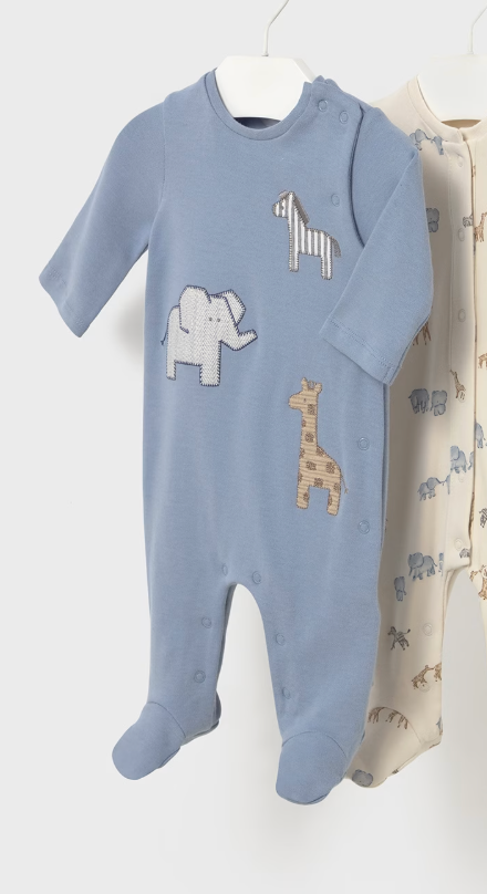 Safari Print Footie in Blue