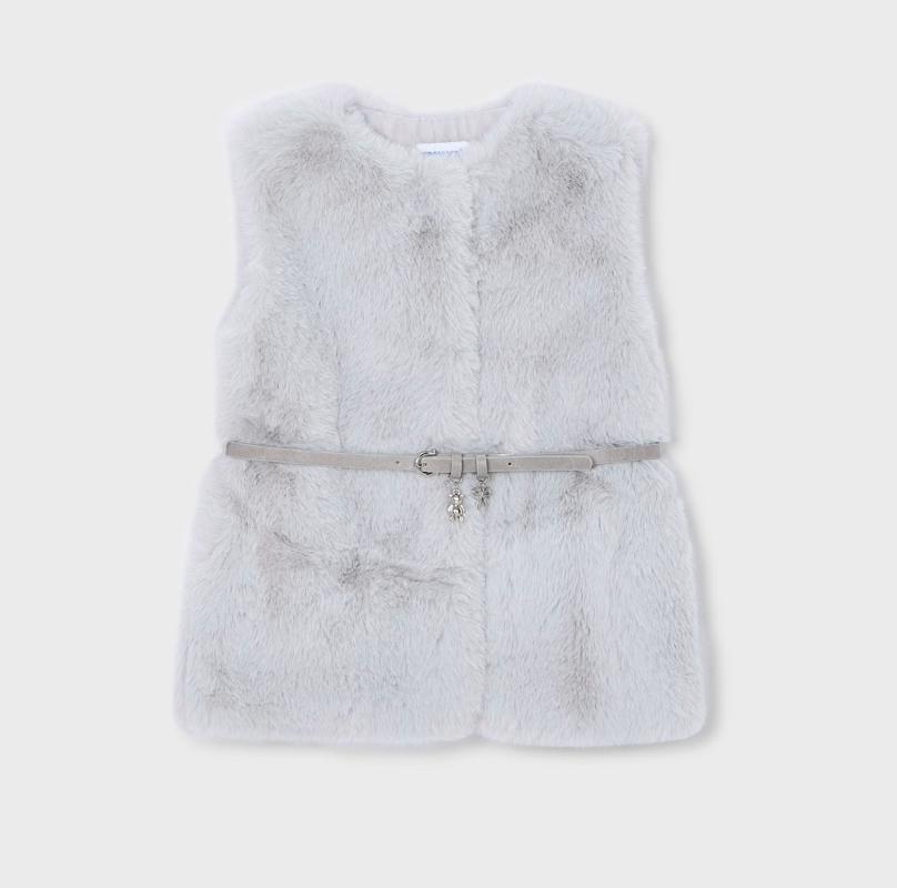 Girl Belted Faux Fur Vest