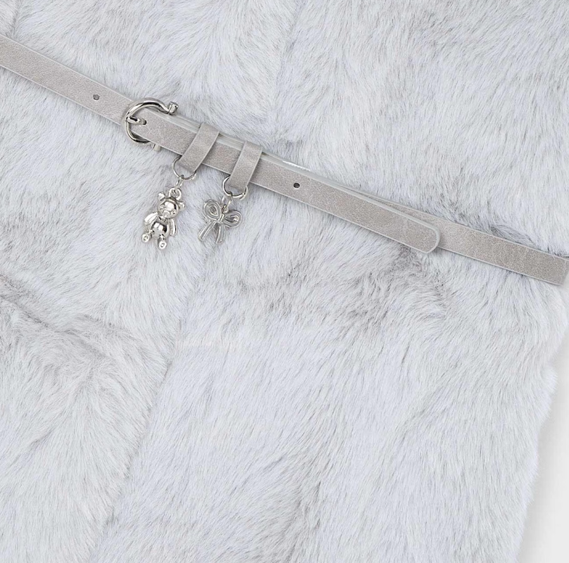 Girl Belted Faux Fur Vest