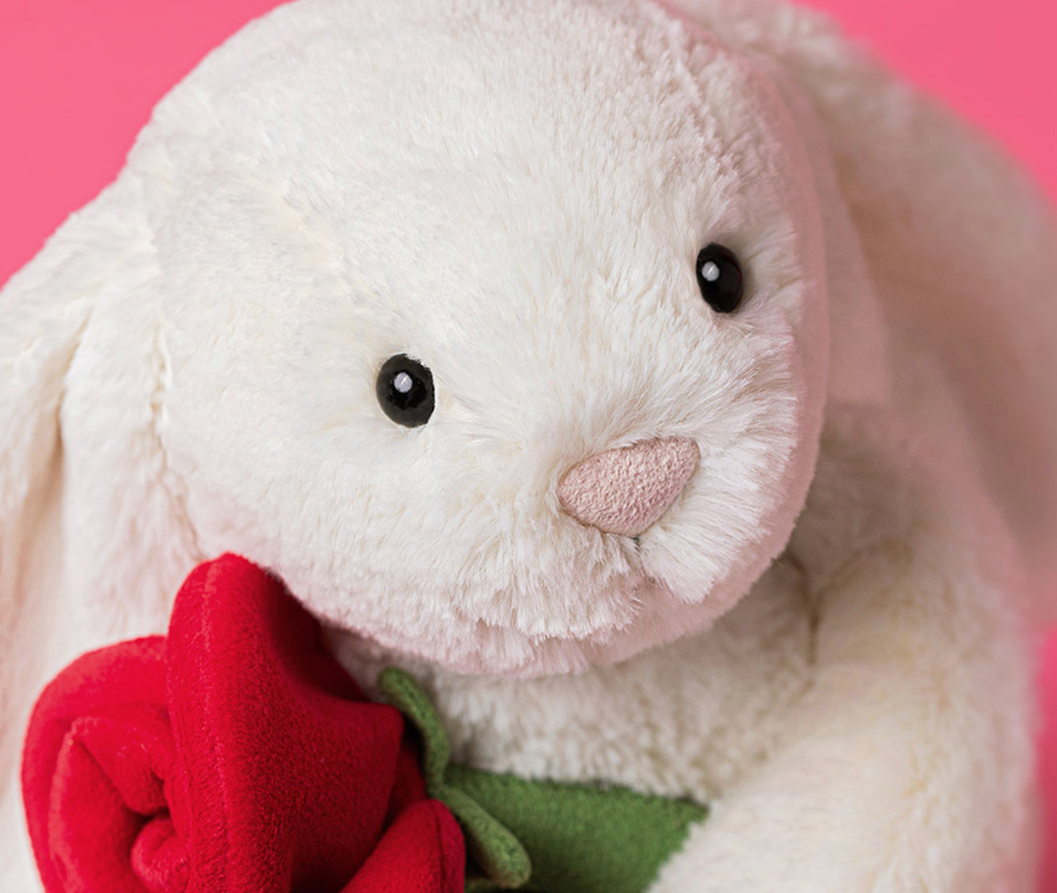 Cream Bunny with Rose