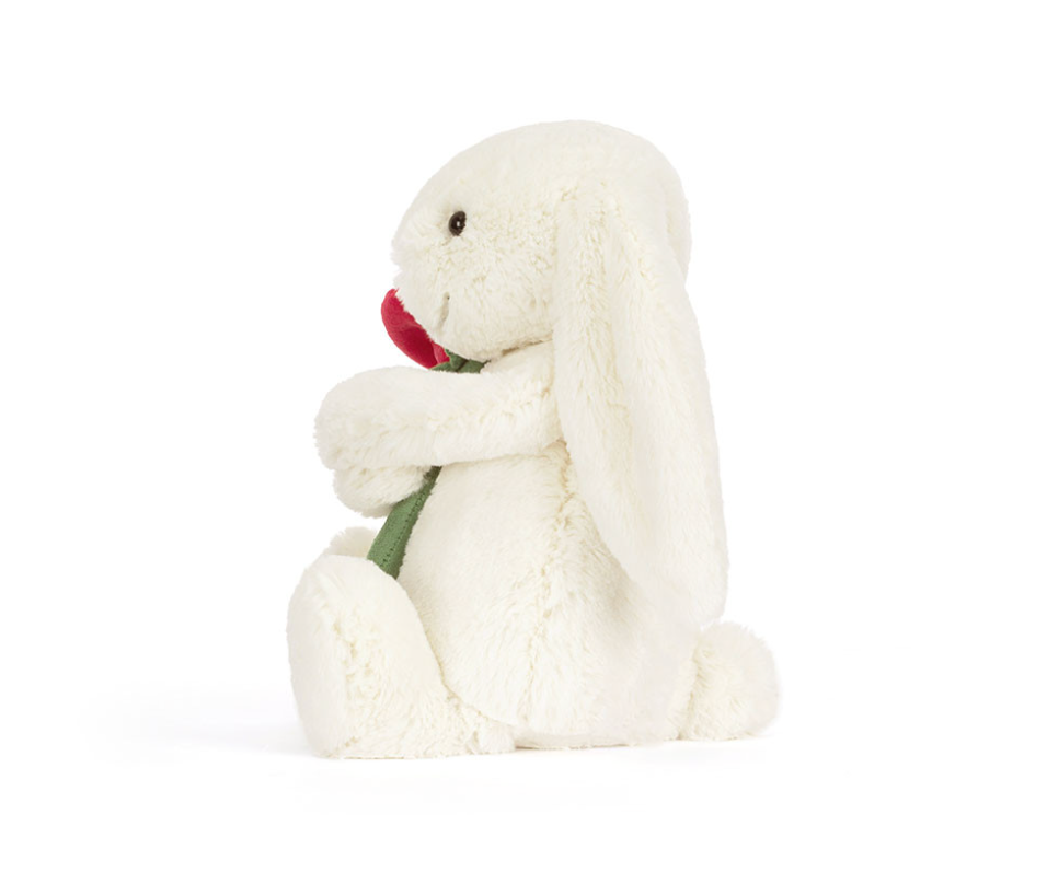 Cream Bunny with Rose