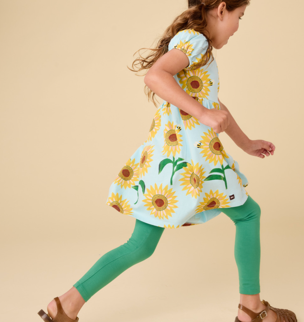 Painted Sunflowers Puff Sleeve Dress