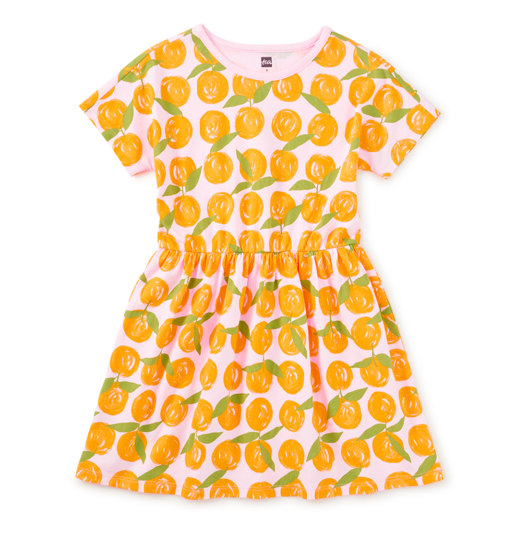 Valencia Orange Short Sleeve Twirl Dress