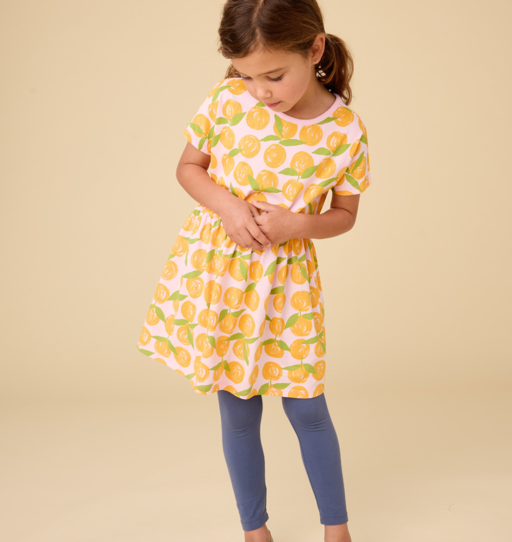 Valencia Orange Short Sleeve Twirl Dress