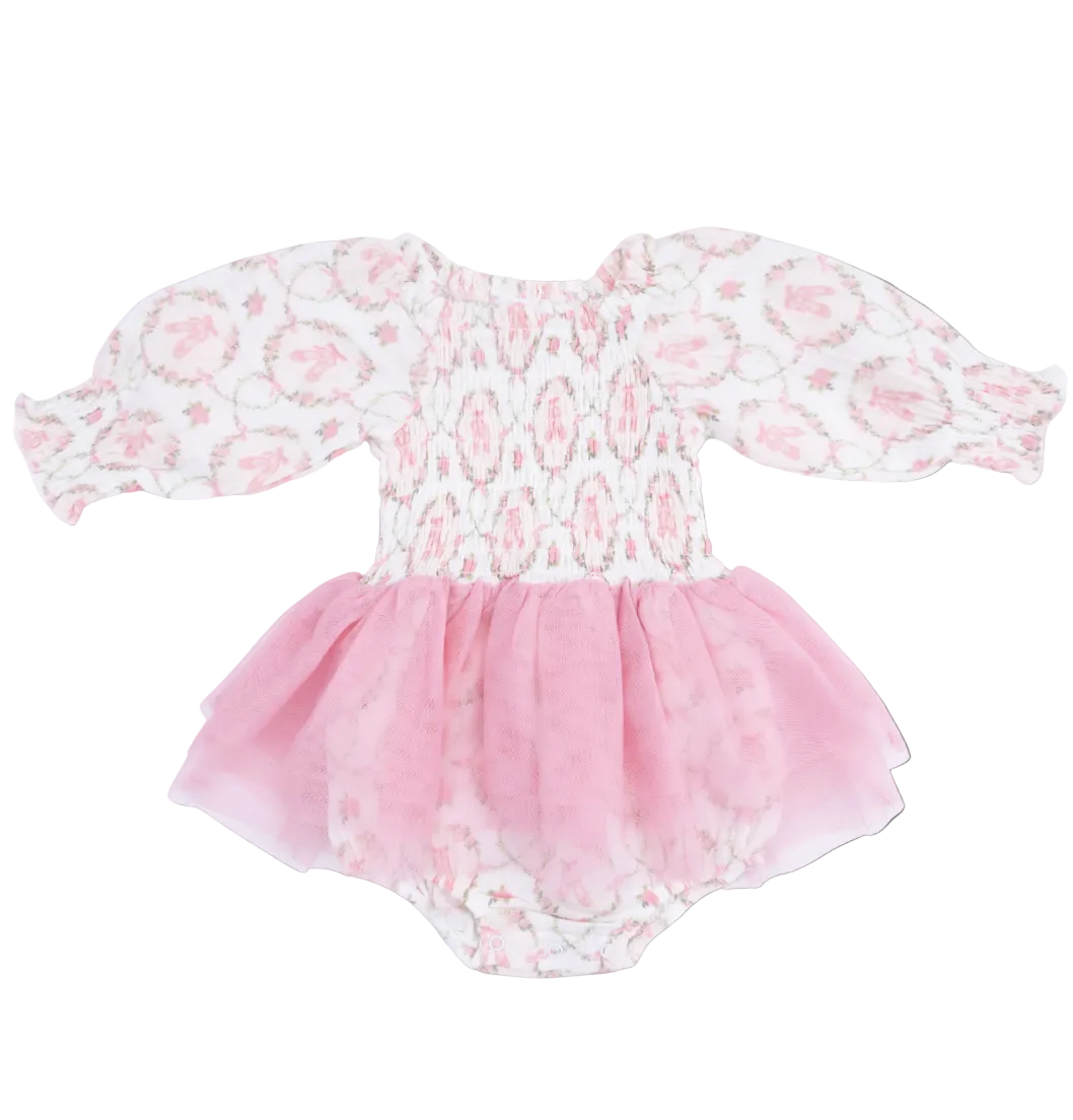 Long Sleeve Smocked Bubble with tutu