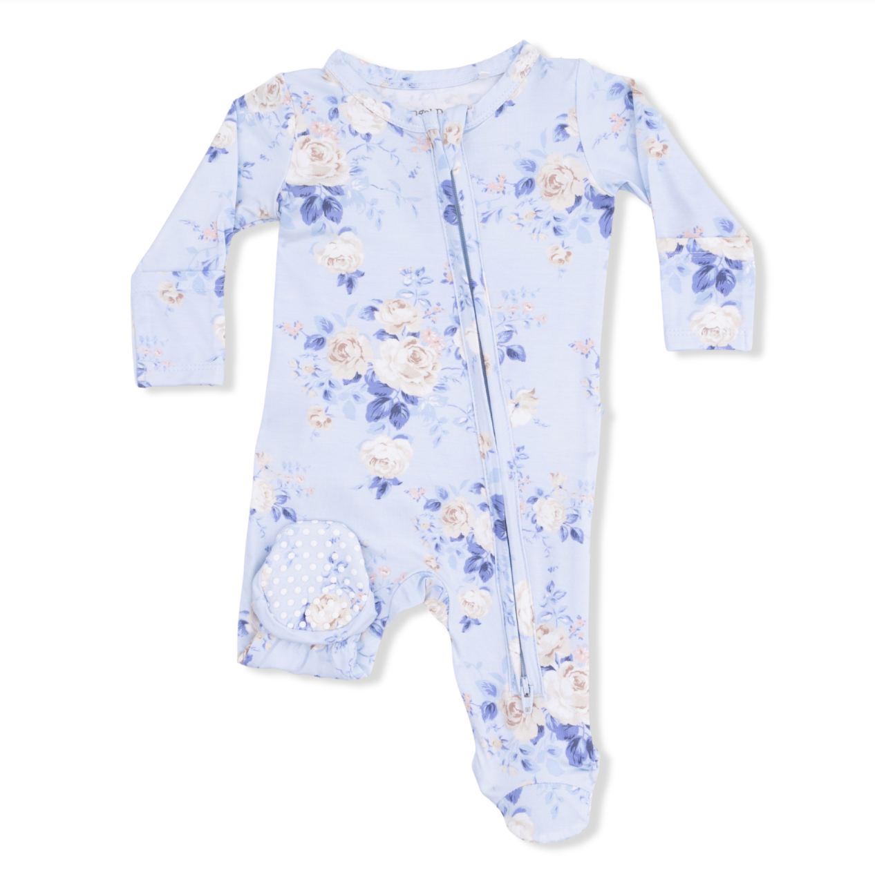 Ashley Rose Floral - 2 Way Ruffle Back Zipper Footie