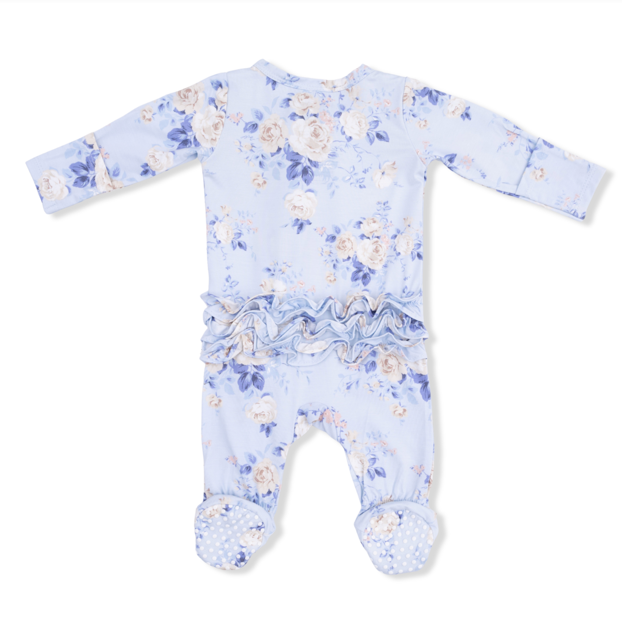 Ashley Rose Floral - 2 Way Ruffle Back Zipper Footie
