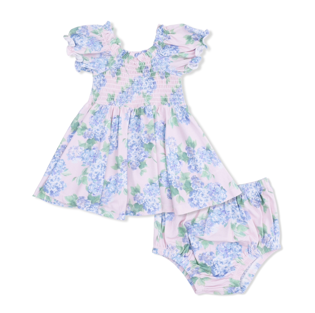 Hydrangeas - Smocked Twirly Dress And Bloomer