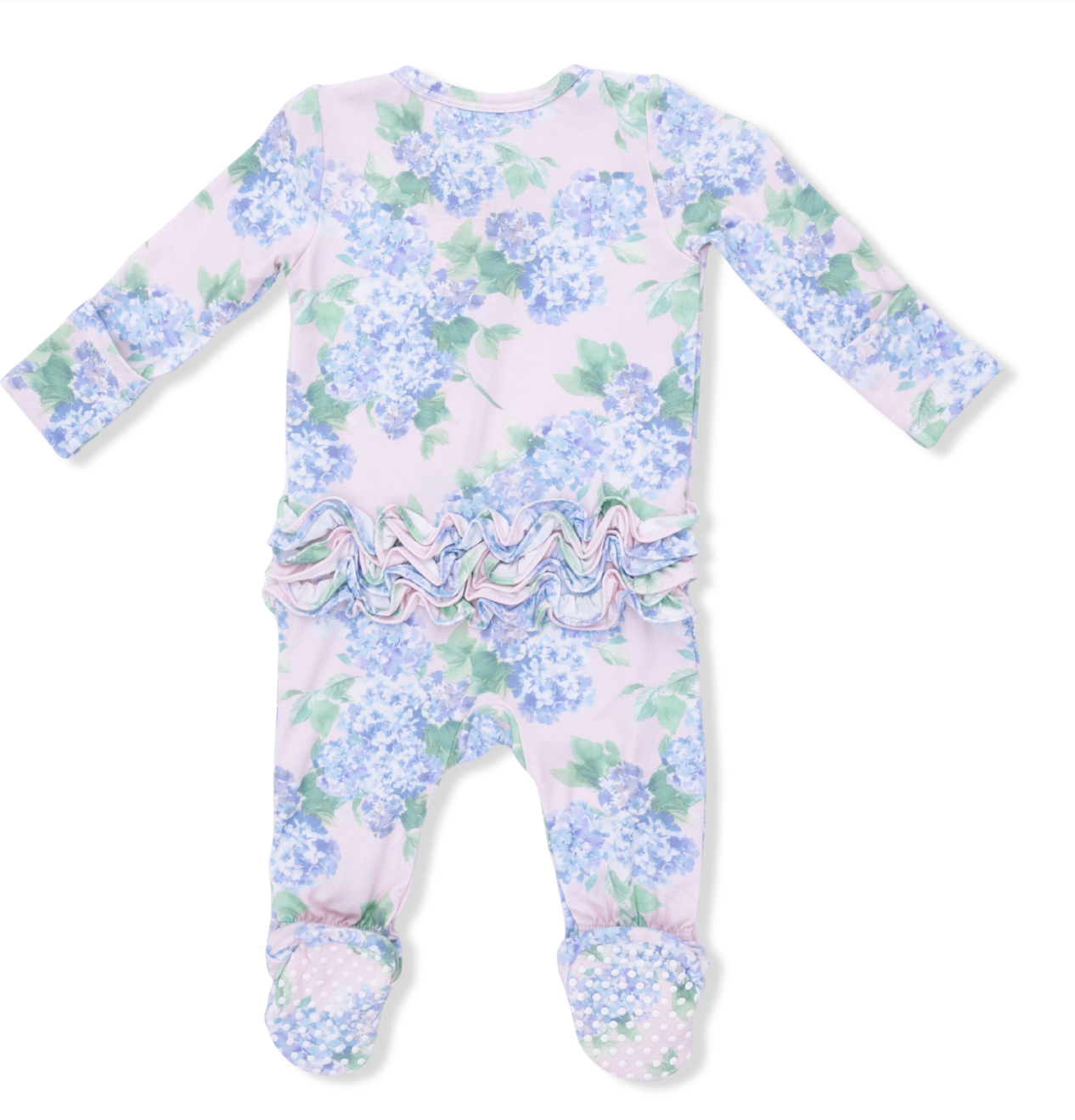 Hydrangeas - 2 Way Ruffle Back Zipper Footie