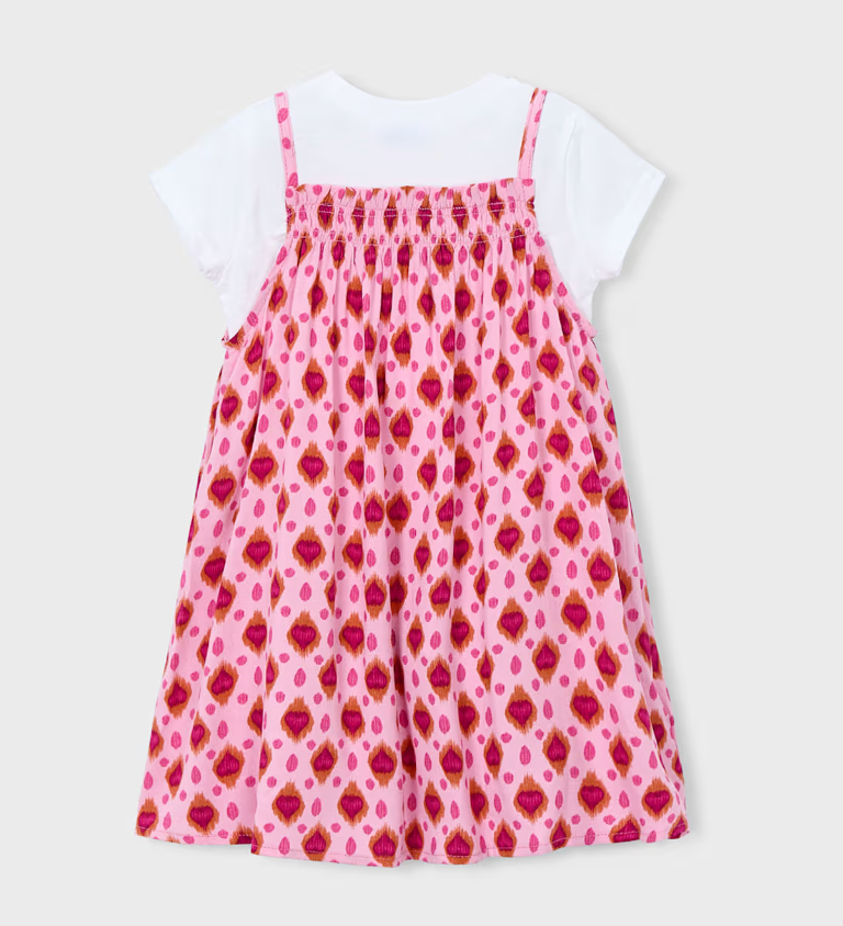 Printed Dress with Faux T Shirt