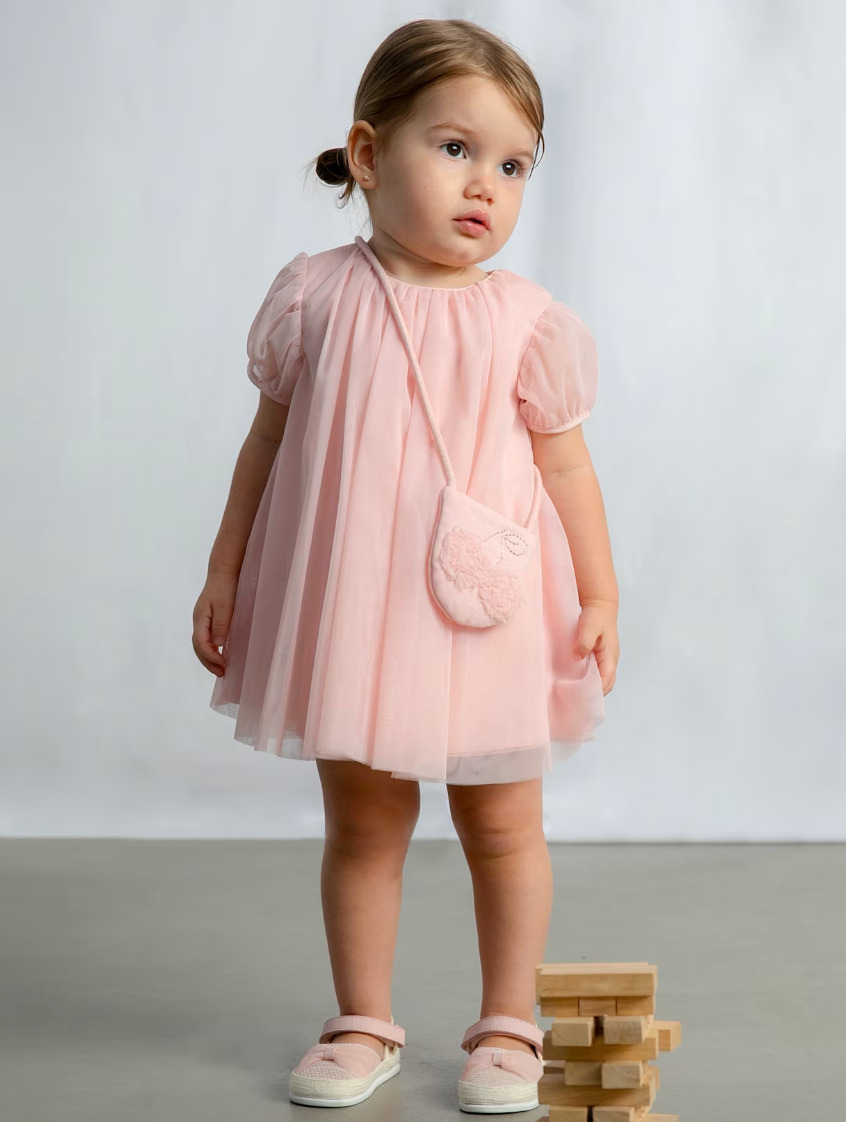 Baby Girl Tulle Dress with Crossbody Bag