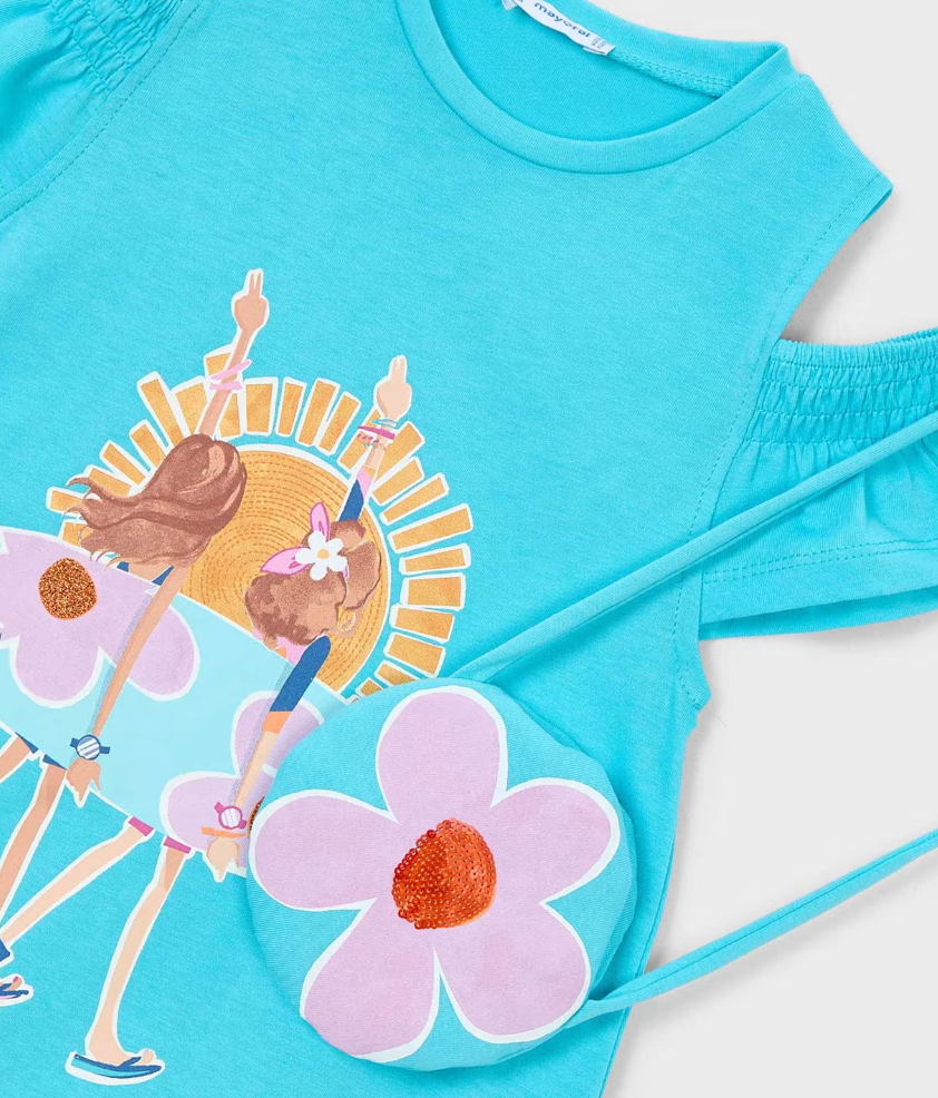 Dress with Slits and Handbag