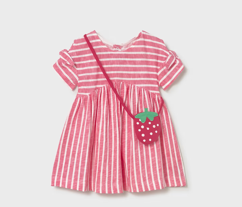 Baby Striped Dress with Cross Body Bag
