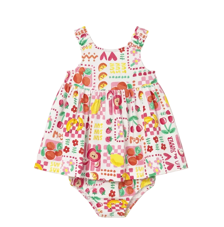 Baby Printed Dress with Bloomer