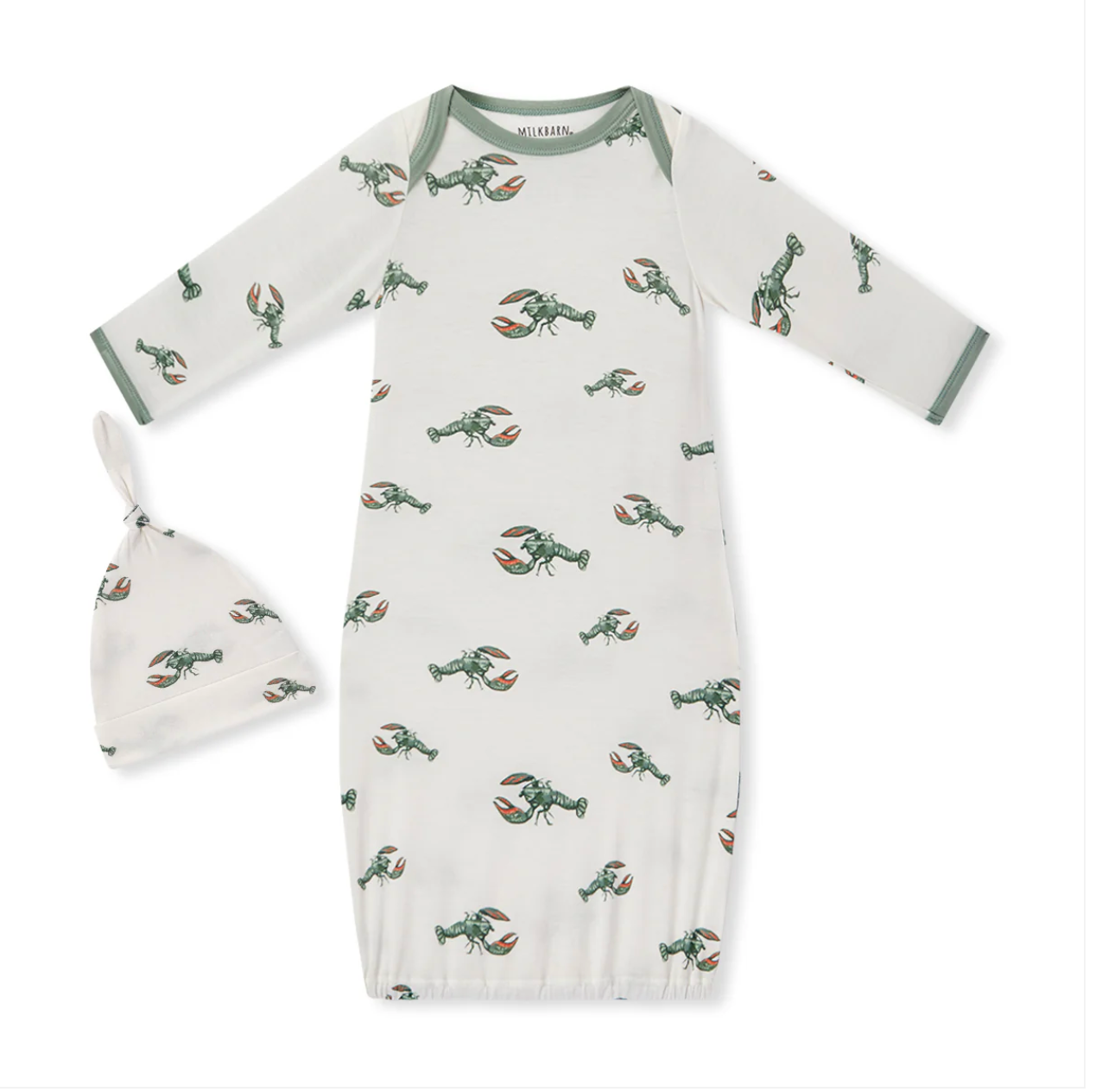 Mint Lobster Luxe Stretch Gown and Hat set