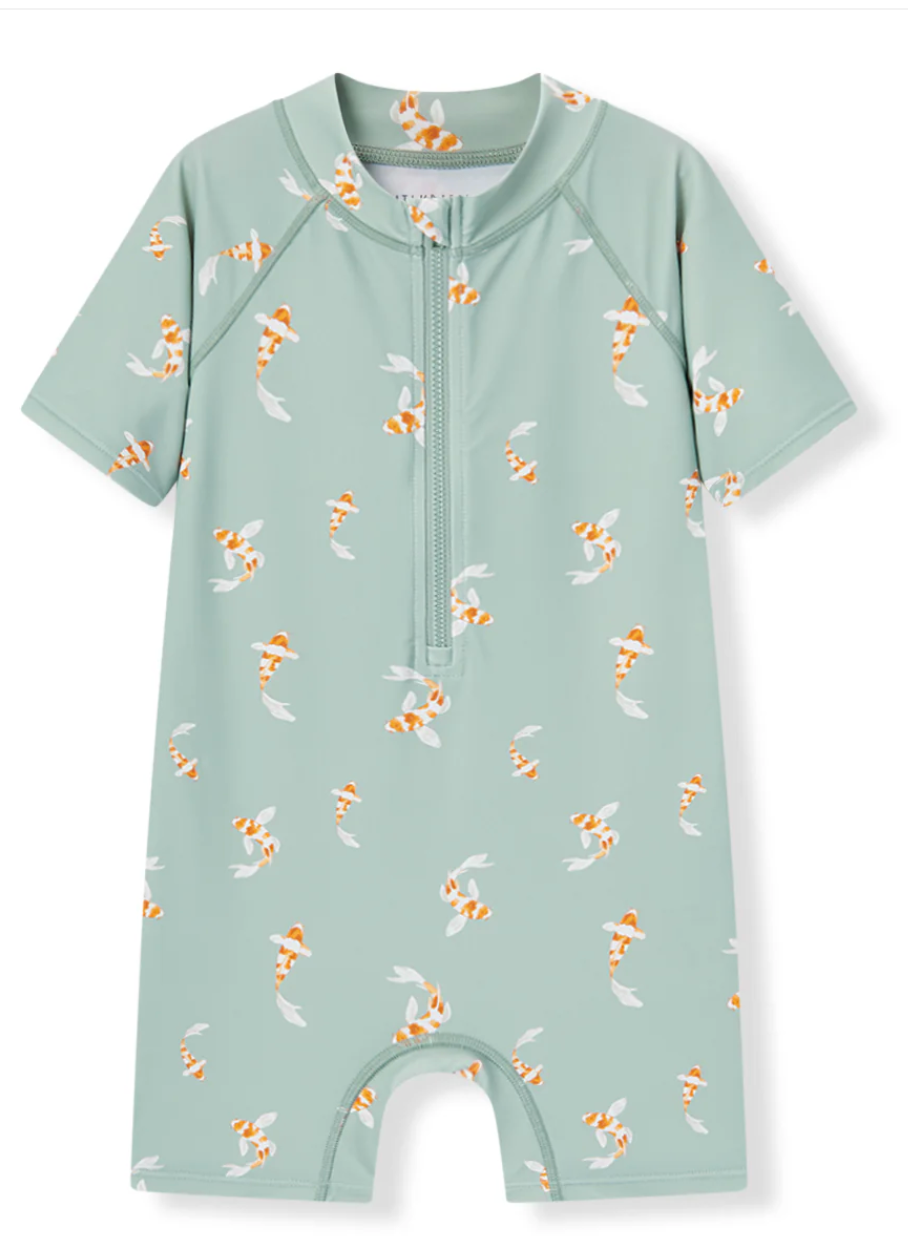 Swimming Koi Zipper Shortall Swimsuit