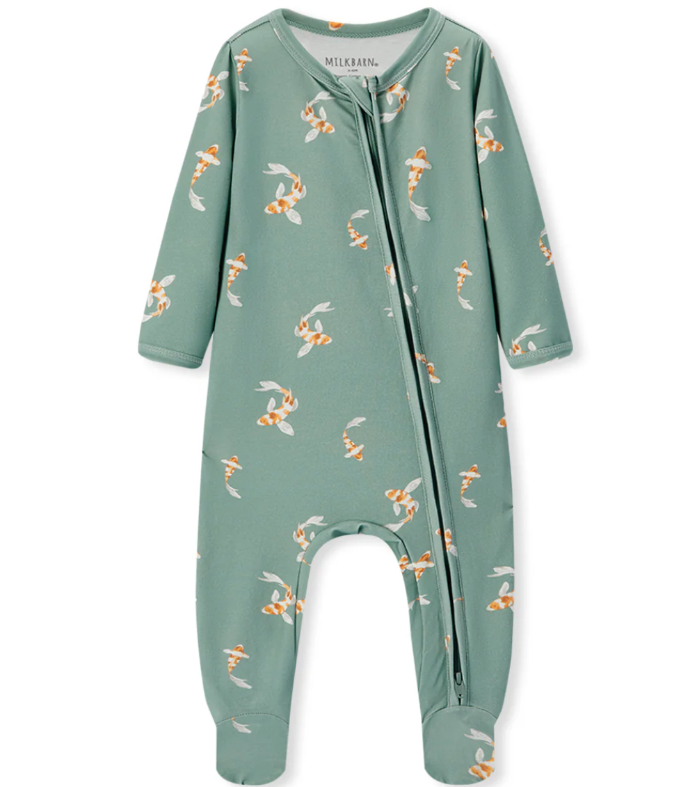 Swimming Koi Cotton Stretch Footie