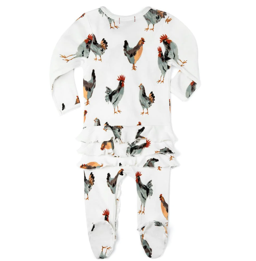 Chicken Organic Cotton Ruffle Footie