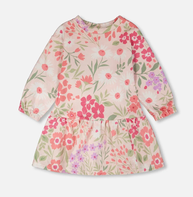 French Terry Dress Pink Print