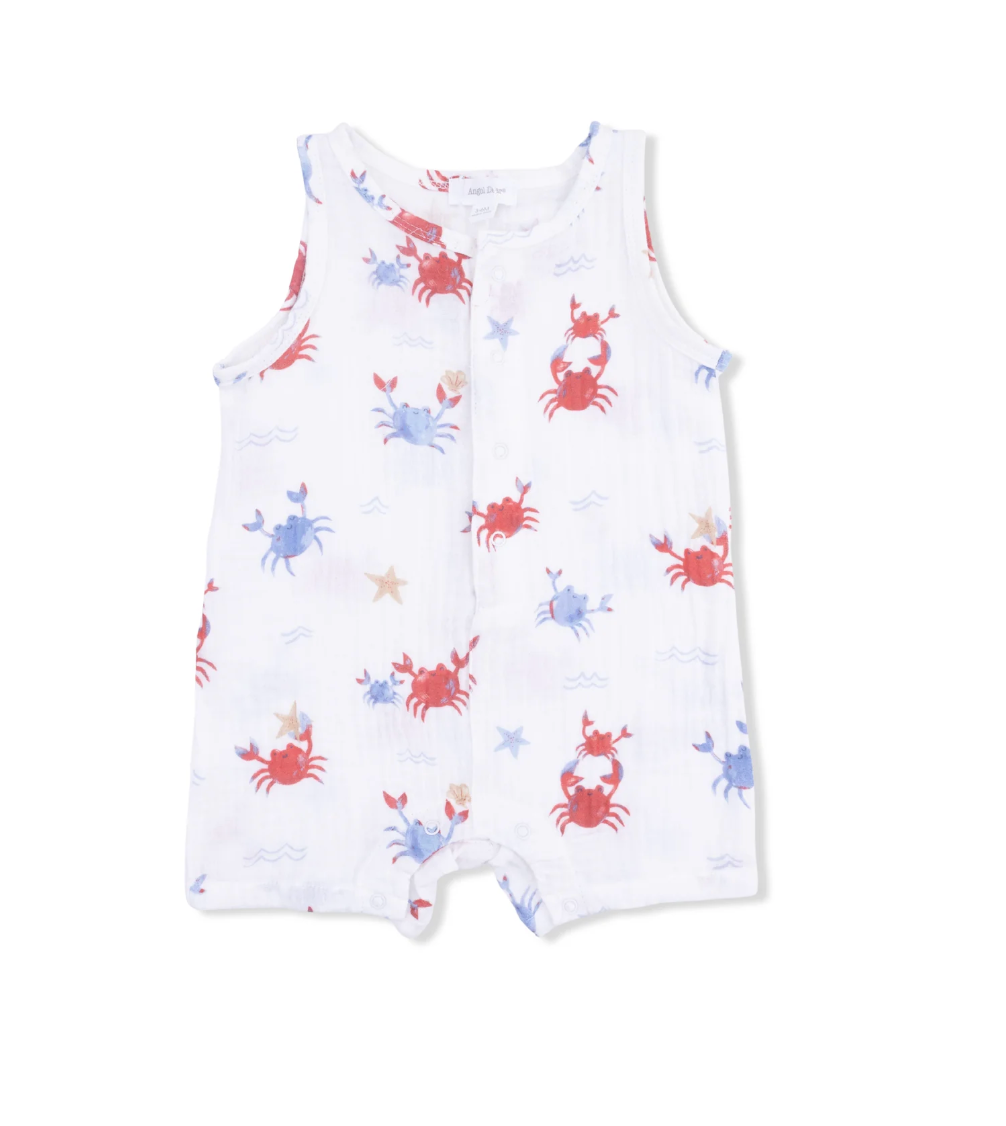 Crayon Crab Muslin Romper