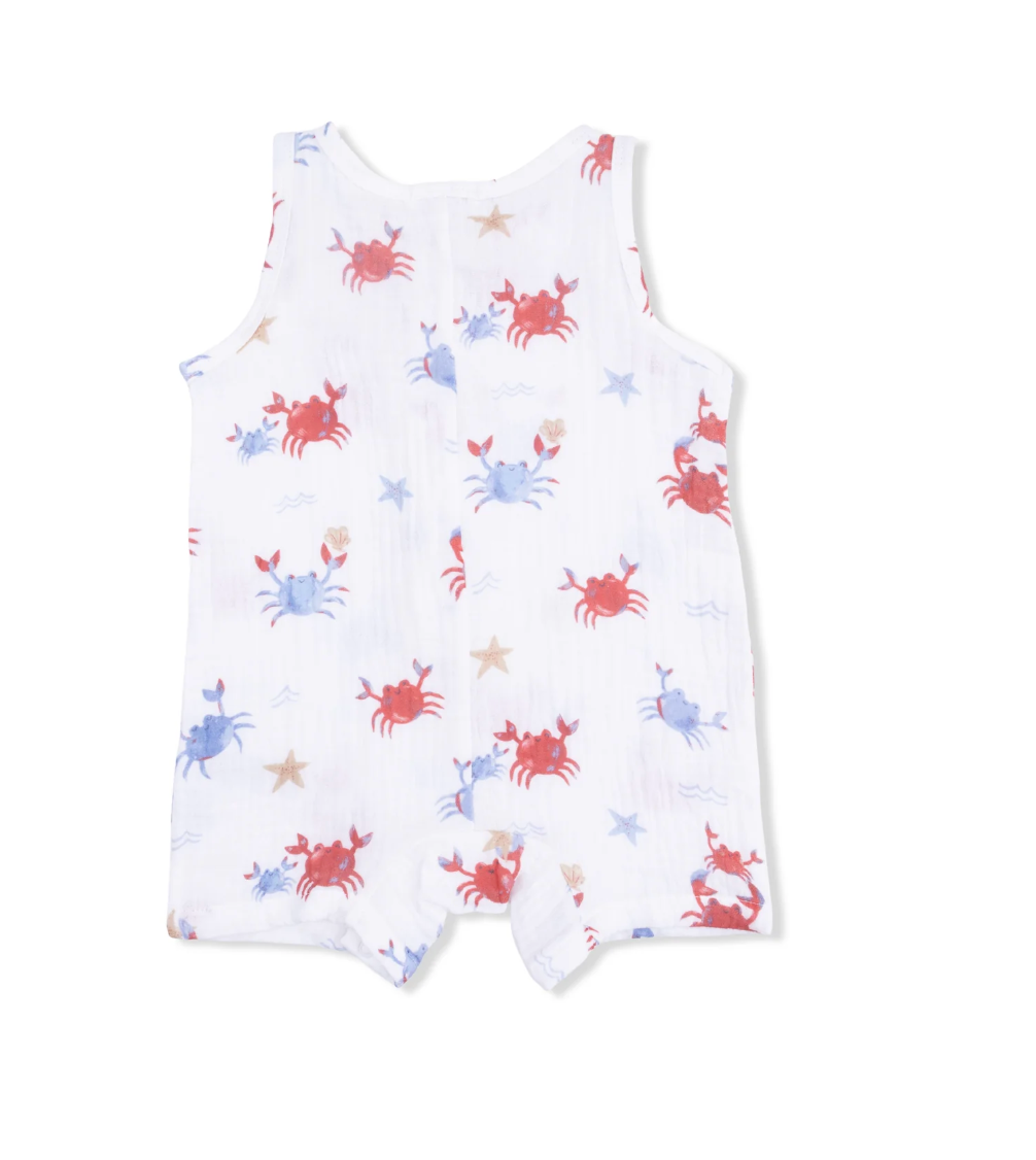 Crayon Crab Muslin Romper