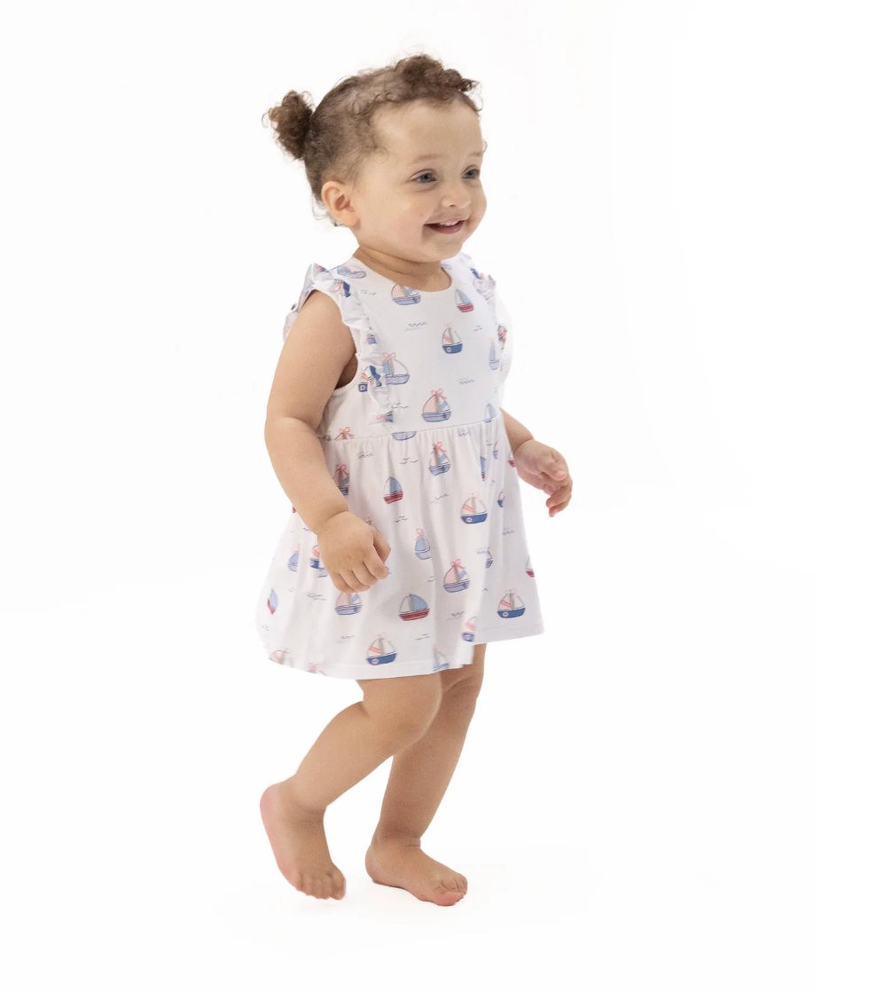 Bubby Sailboats Pink Ruffle Dress