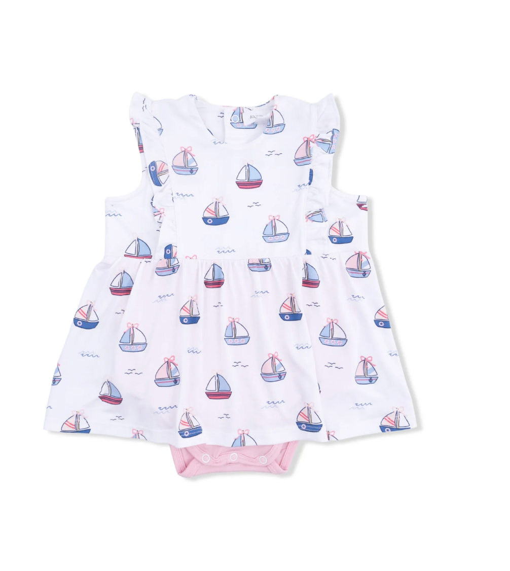 Bubby Sailboats Pink Ruffle Dress