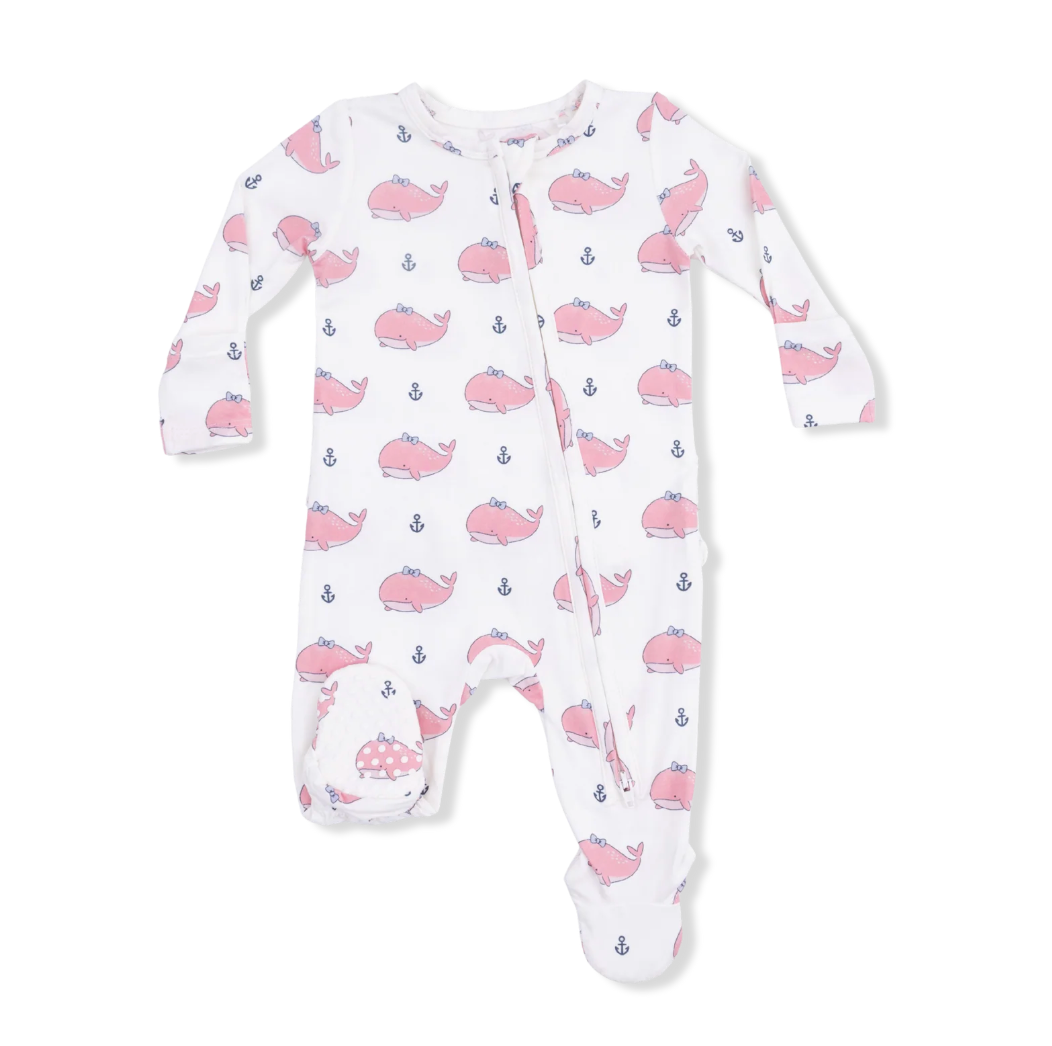 Bubbly Bow Whale 2 Way Zipper Ruffle Footie