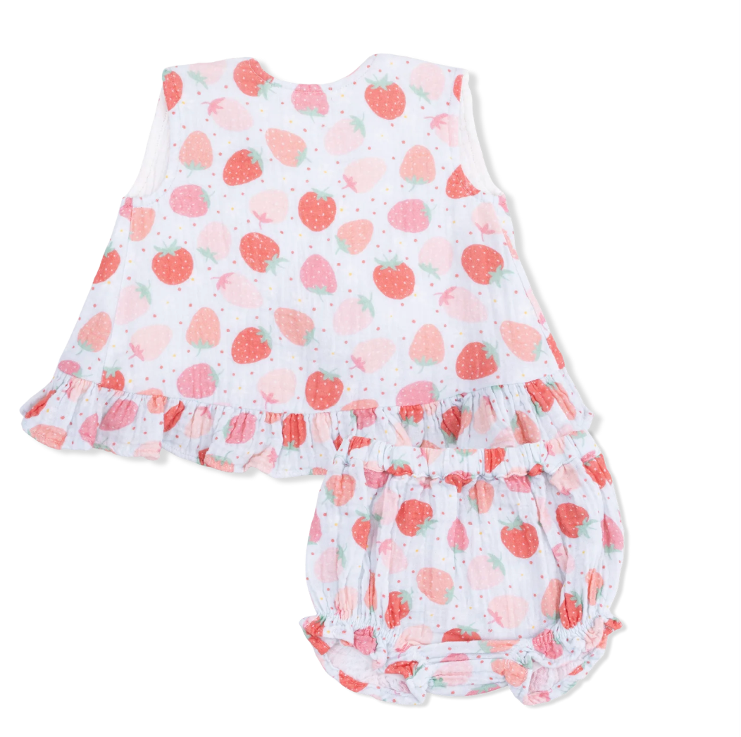 Strawberry Bliss Ruffle Back Bloomer Set