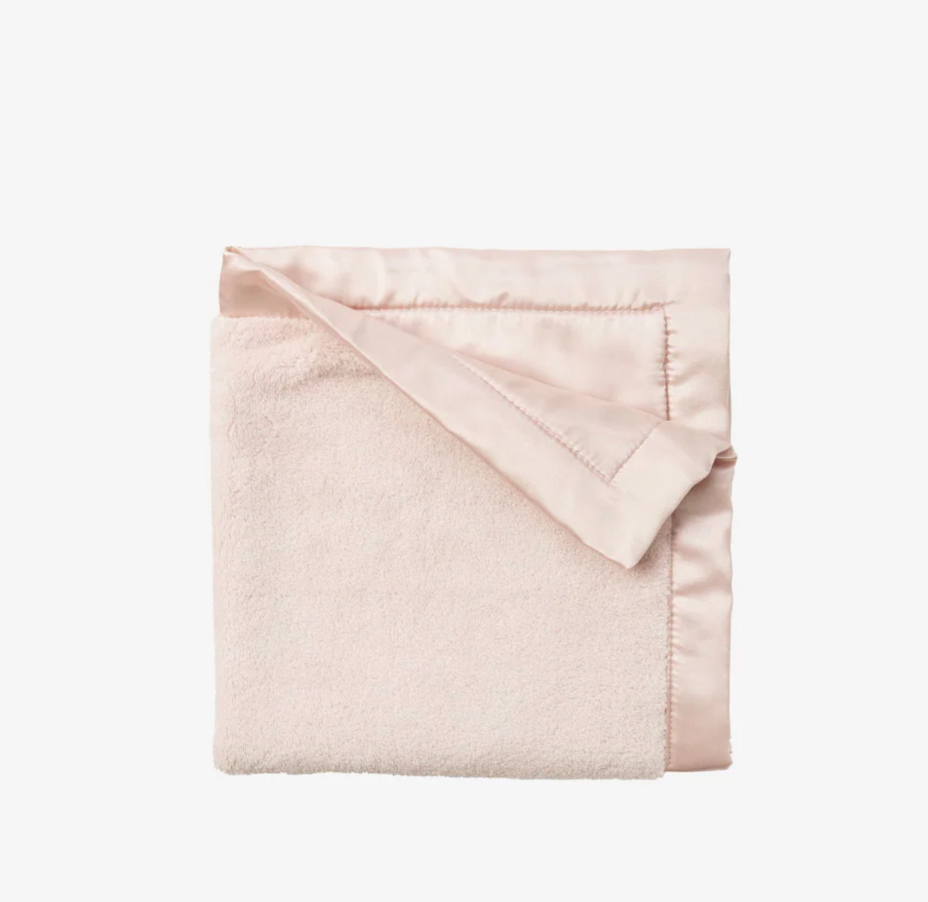 Pale Pink Satin Trim Flannel Fleece Baby Security Blanket