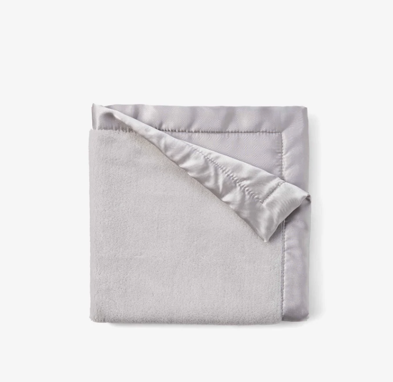 Gray Satin Trim Flannel Fleece Baby Security Blanket