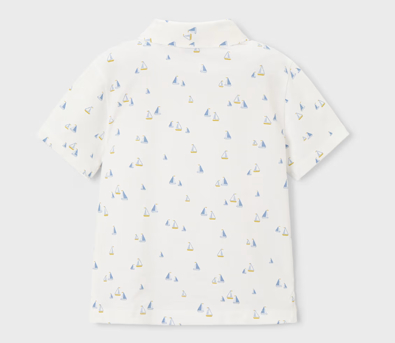 Boy Printed Polo Olive White