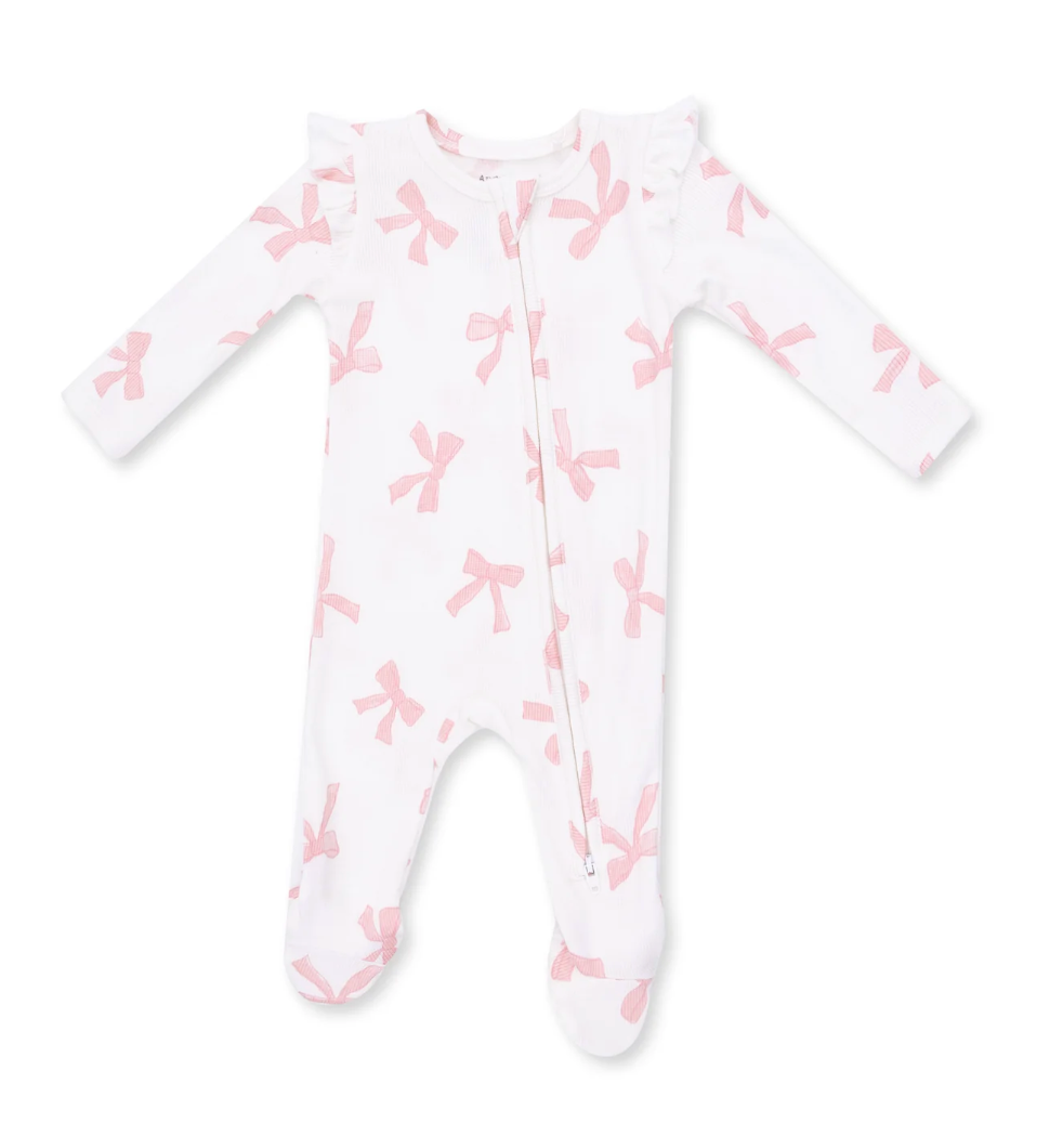 Pretty Bows 2 Way Ruffle Zipper Footie
