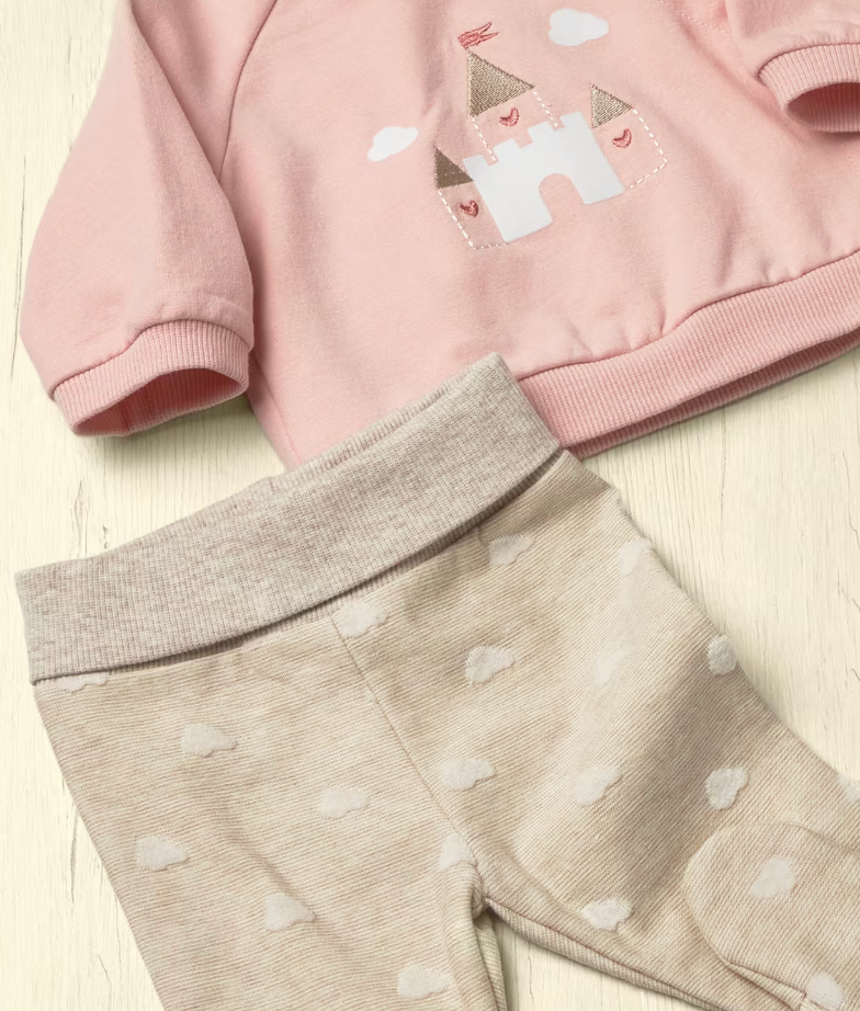 Newborn Girl Pants and Sweatshirt Set