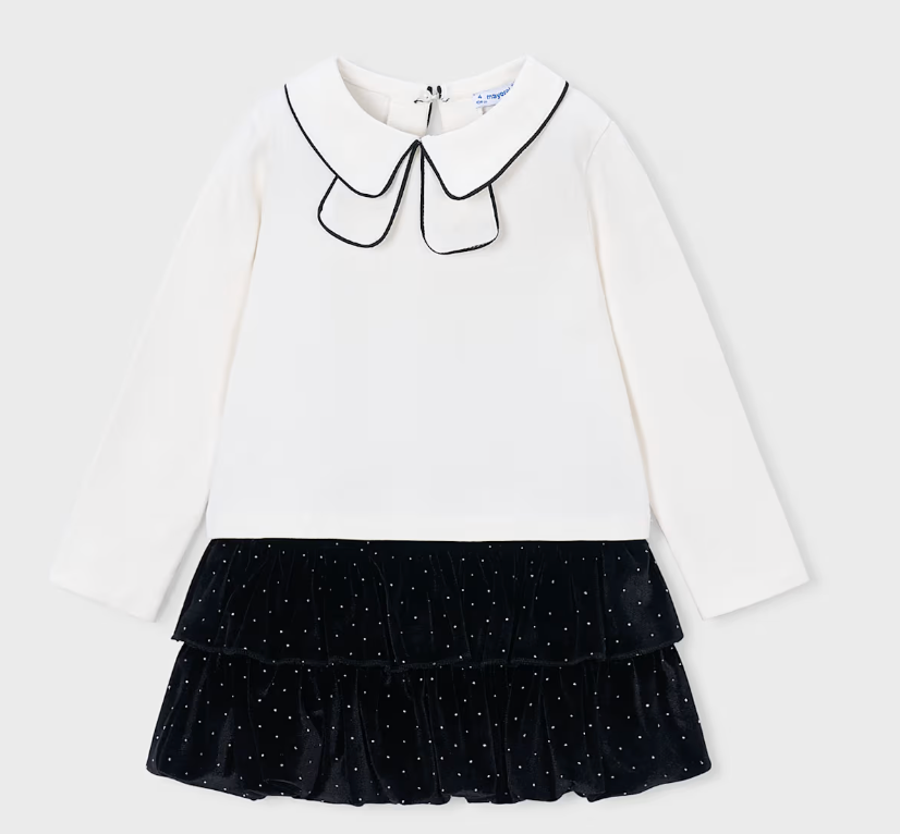 Collared Top and Velvet Bubble Skirt