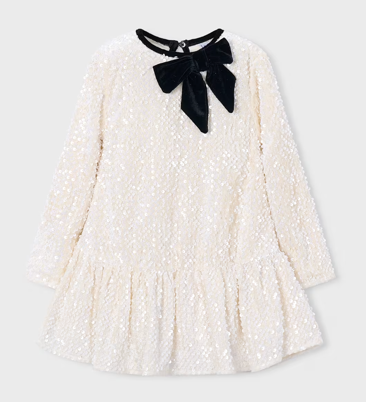 Sequin Dress with Velvet Bow