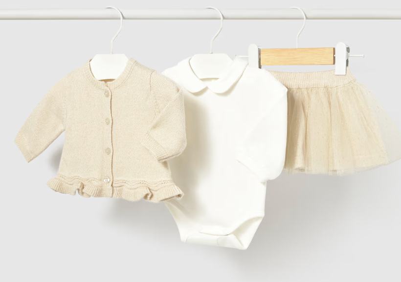 Knit Gold Skirt and Cardigan Set