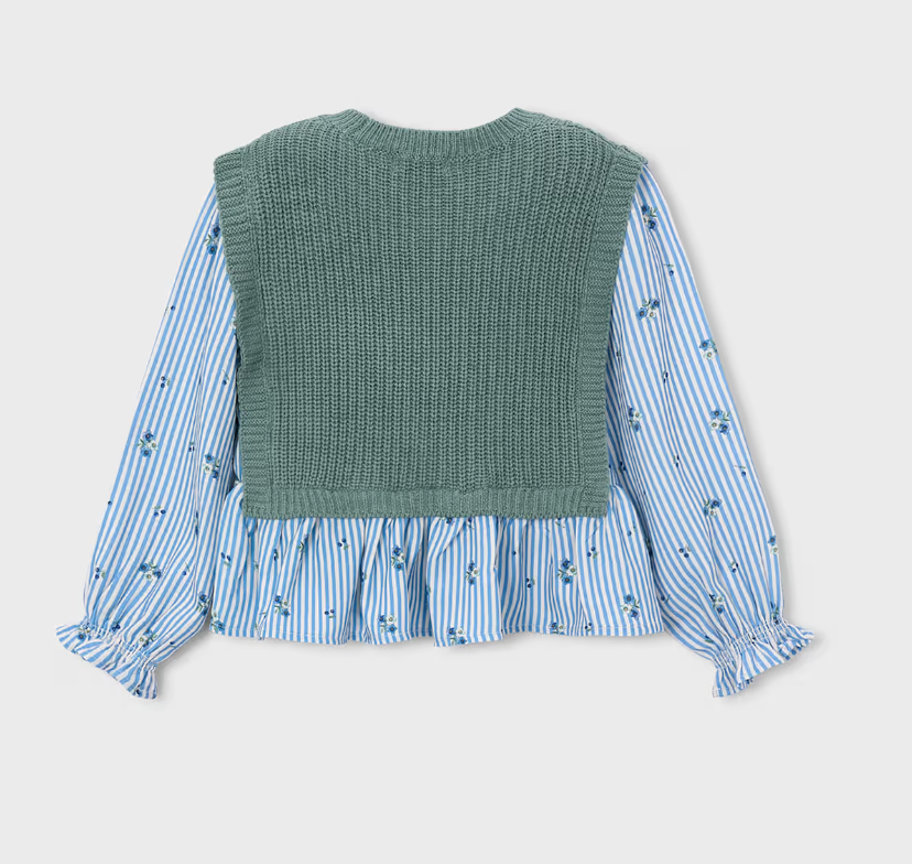 Knit Sweater with Blouse