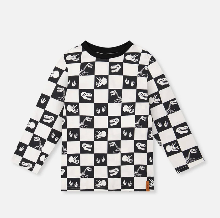 Dino Checkered Long Sleeved Tee