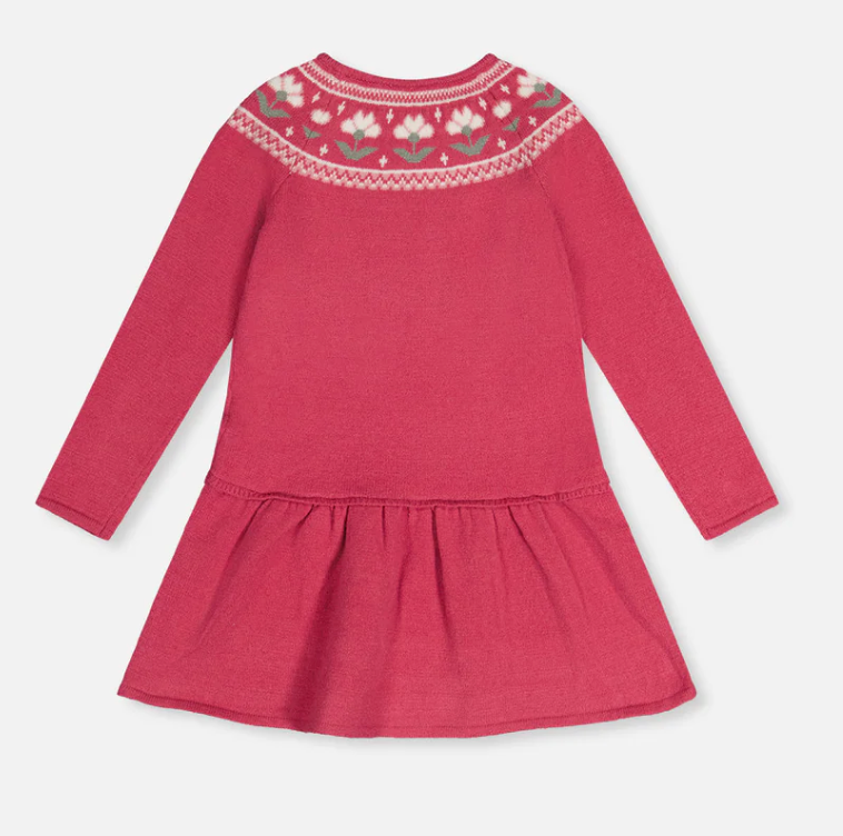 Knitted Dress With Flower Jacquard