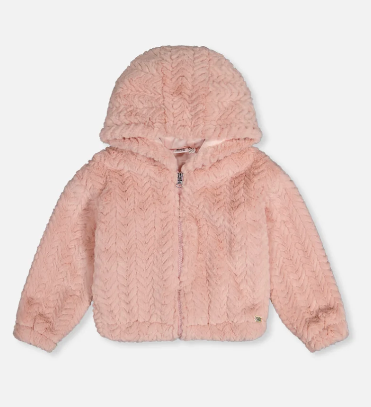 Faux Fur Hooded Cardigan Coaty