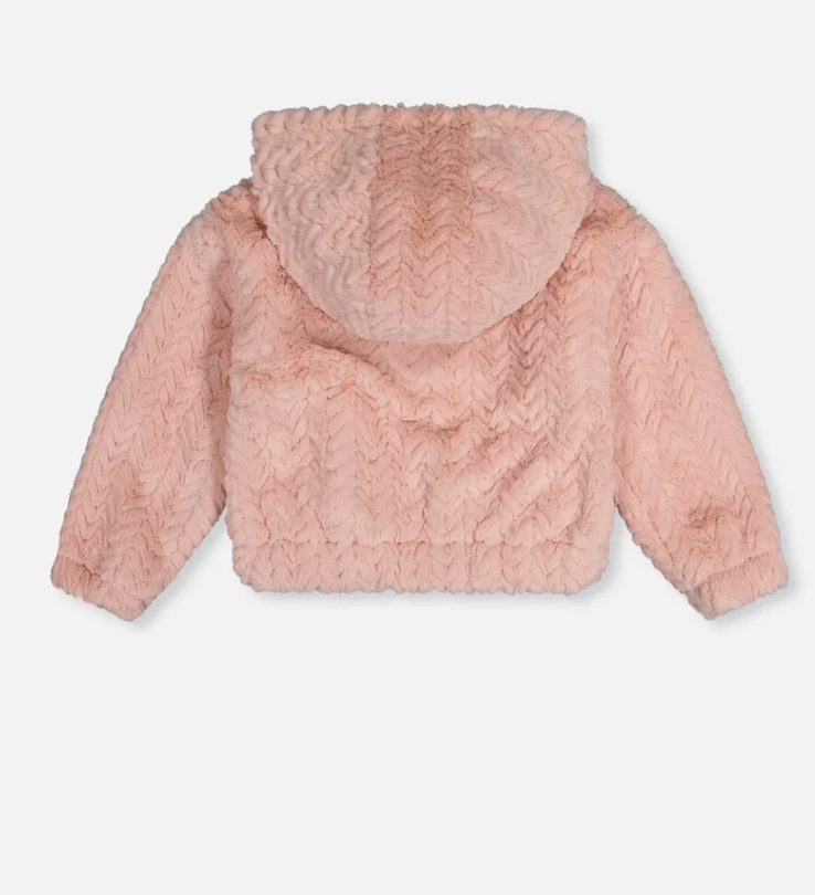 Faux Fur Hooded Cardigan Coaty