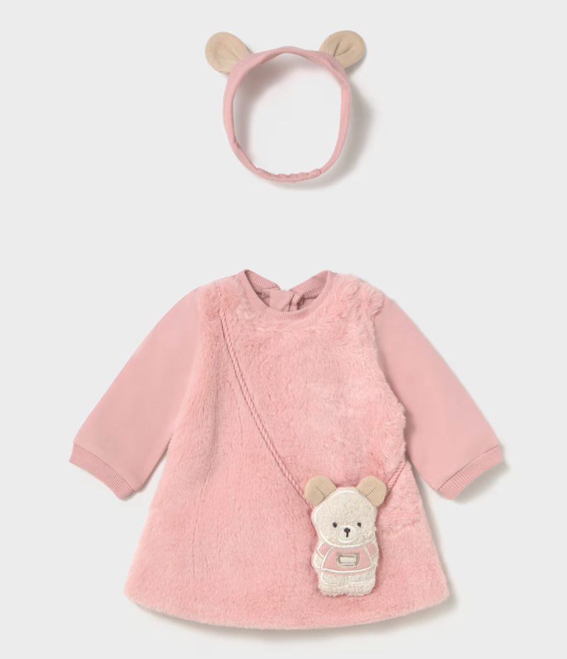 Newborn Girl Dress Dress with Headband and Purse