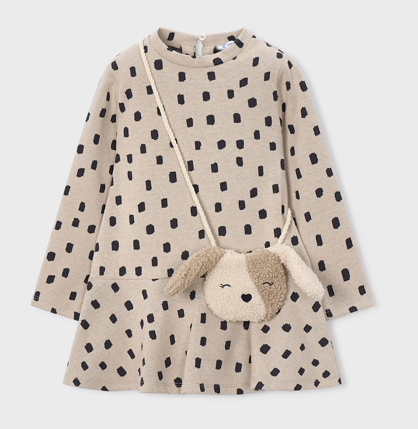 Girl Printed Dress With Bag