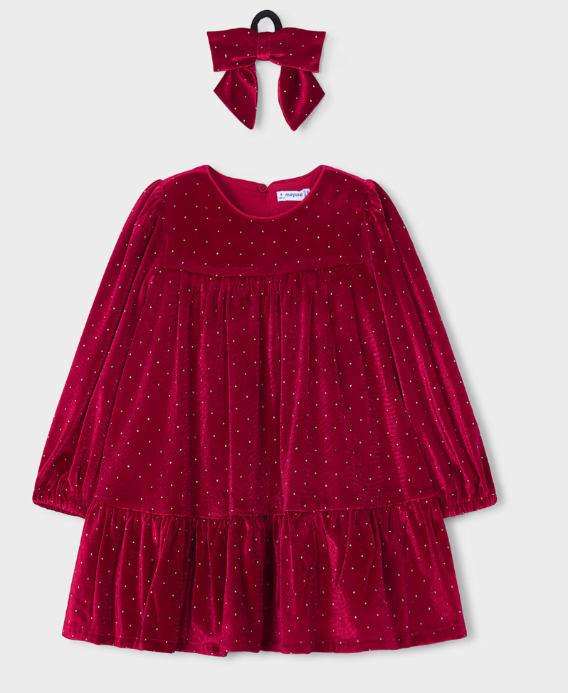 Girl Velvet Dress With Scrunchie