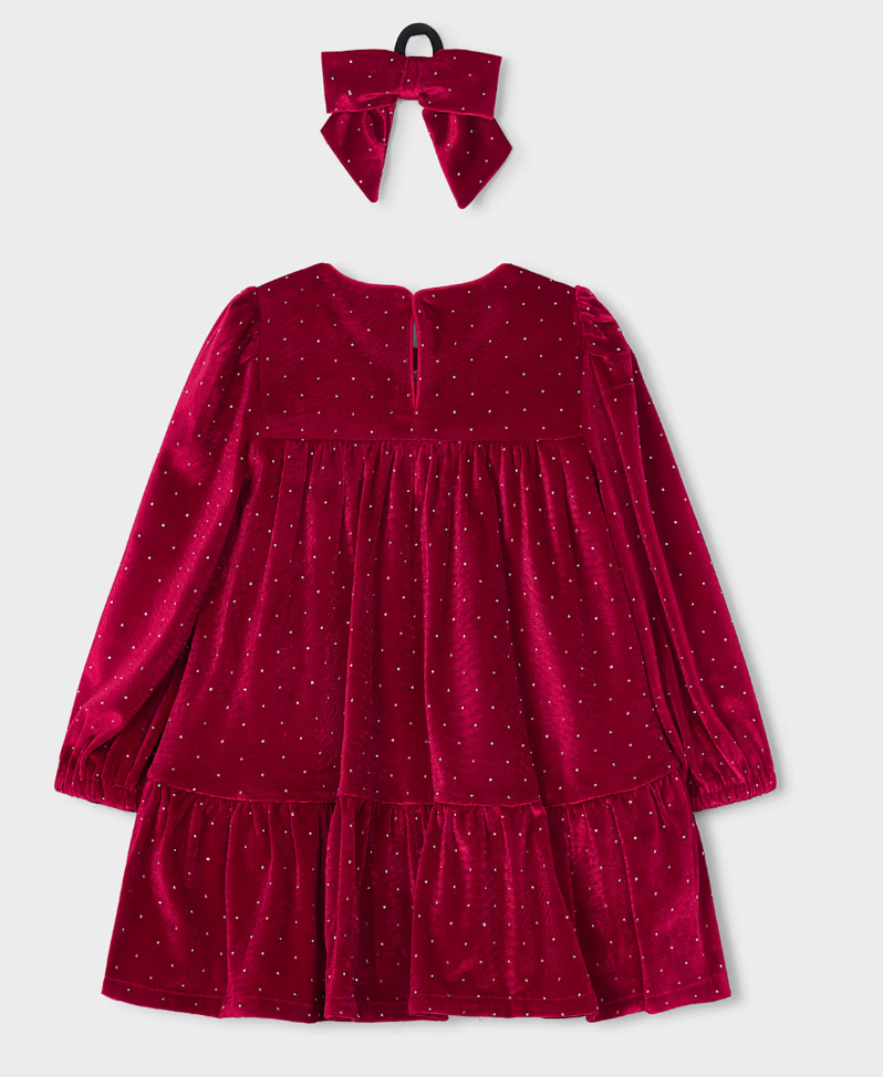Girl Velvet Dress With Scrunchie