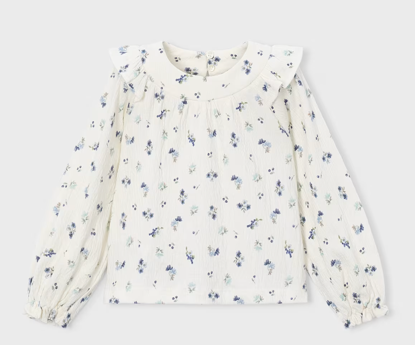 Girl Printed Crinkle Cotton Blouse