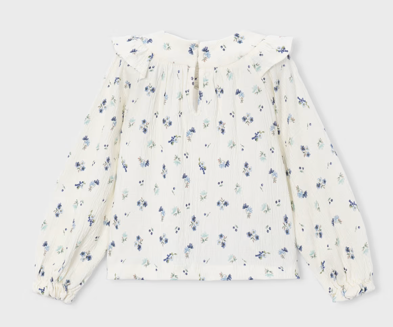 Girl Printed Crinkle Cotton Blouse